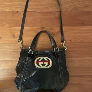 Gucci Brit Patent Leather Hand bag / Shoulder Bag